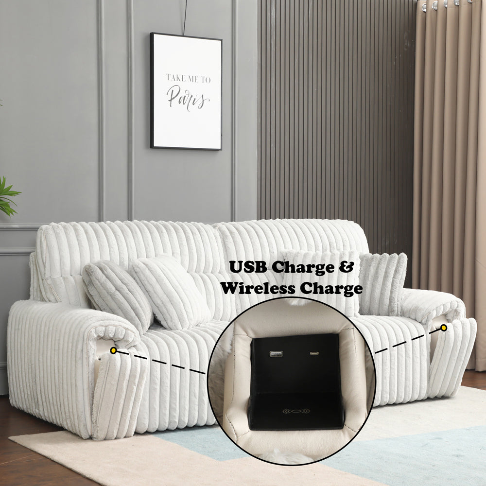 ACME Jaya Mondo Grey Corduroy Power Motion Sofa with Sleeper & USB Port Model LV04660