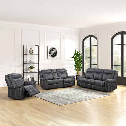ACME Zubaida Dark Gray Polish Microfiber Power Motion Loveseat with USB Port Model LV04671