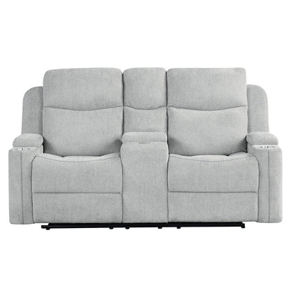 ACME Galya Light Gray Chenille Motion Loveseat with Console Model LV04681