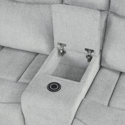 ACME Galya Light Gray Chenille Motion Loveseat with Console Model LV04681