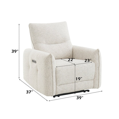 ACME Lalisa Cream Chenille Power Motion Recliner with USB Port Model LV04782