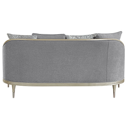 ACME Fernando Gray Chenille & Champagne Loveseat with 4 Pillows Model LV04821