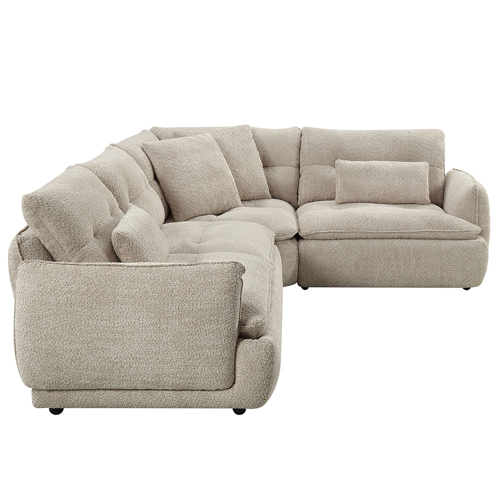 ACME Jonina Beige Chenille Sectional Sofa with 4 Pillows Model LV04840