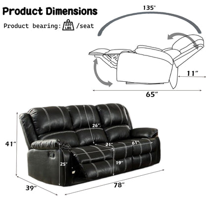 ACME Zuriel Black Synthetic Leather Motion Sofa Model LV52285