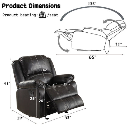 ACME Zuriel Black Synthetic Leather Motion Rocker Recliner Model LV52287