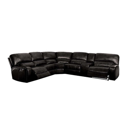 ACME Saul Black Leather Aire Power Motion Sectional Sofa Model LV54150