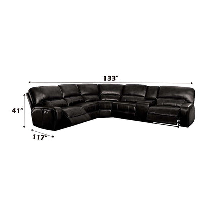 ACME Saul Black Leather Aire Power Motion Sectional Sofa Model LV54150