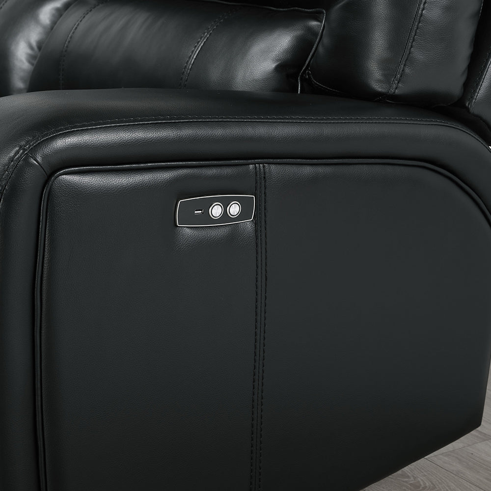 ACME Saul Black Leather Aire Power Motion Sectional Sofa Model LV54150