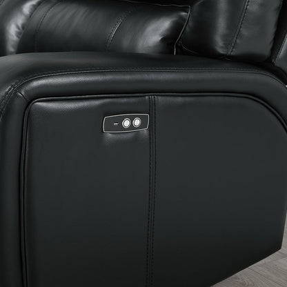 ACME Saul Black Leather Aire Power Motion Sectional Sofa Model LV54150
