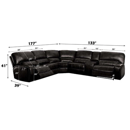 ACME Saul Black Leather Aire Power Motion Sectional Sofa Model LV54150