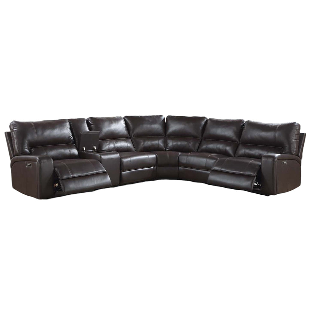 ACME Saul Espresso Leather Aire Power Motion Sectional Sofa Model LV54155