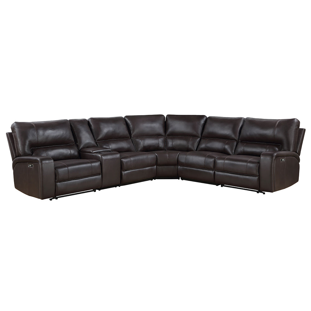 ACME Saul Espresso Leather Aire Power Motion Sectional Sofa Model LV54155