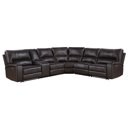 ACME Saul Espresso Leather Aire Power Motion Sectional Sofa Model LV54155
