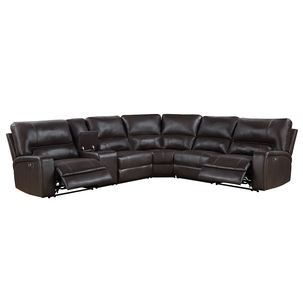 ACME Saul Espresso Leather Aire Power Motion Sectional Sofa Model LV54155