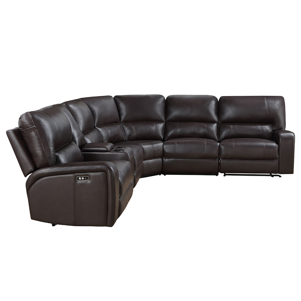 ACME Saul Espresso Leather Aire Power Motion Sectional Sofa Model LV54155