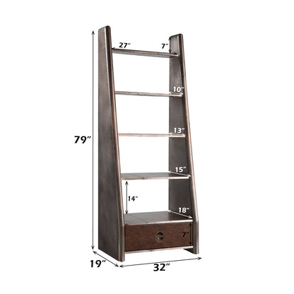 ACME Brancaster Bronze  Aluminum  & Morrocco Top Grain Leather Bookcase Model OF02405