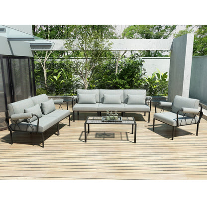 ACME Rajni Gray Fabric & Black Patio-Ottoman Model OT01763
