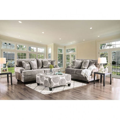 Furniture of America Bonaventura Gray/Pattern Transitional Ottoman Model SM5142GY-OT