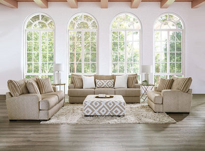 Furniture of America Loughlin Light Brown/Ivory Transitional Ottoman Model SM5193-OT