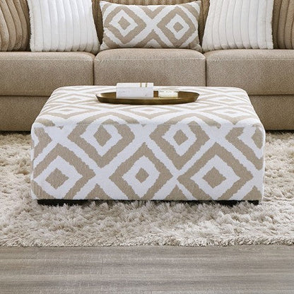 Furniture of America Loughlin Light Brown/Ivory Transitional Ottoman Model SM5193-OT