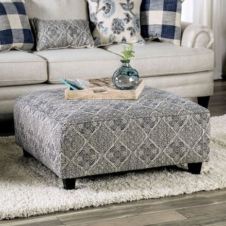 Furniture of America Nash Ivory/Navy Transitional Ottoman Model SM8101-OT