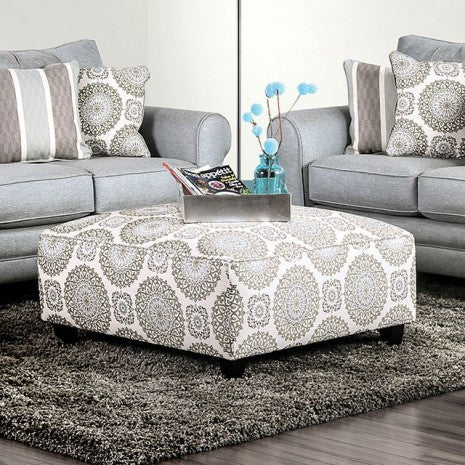 Furniture of America Misty Ivory/Pattern Transitional Ottoman Model SM8141-OT