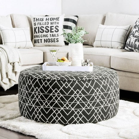 Furniture of America Patricia Black/Pattern Contemporary Ottoman Model SM8171-OT