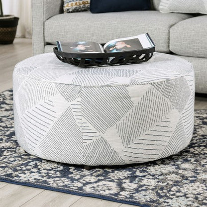 Furniture of America Chancery Gray/Navy Transitional Ottoman Model SM8194-OT