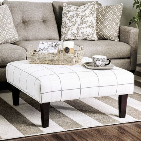 Furniture of America Dorset Ivory/Pattern Transitional Ottoman Model SM8564-OT