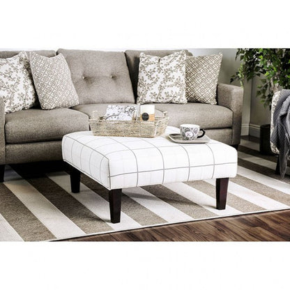 Furniture of America Dorset Ivory/Pattern Transitional Ottoman Model SM8564-OT